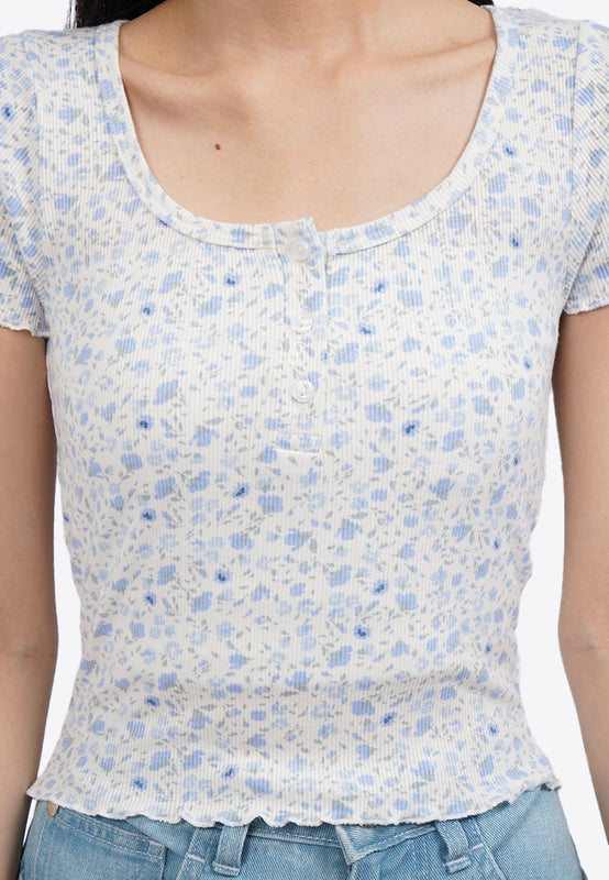 Floral Button Up Short Sleeve Top