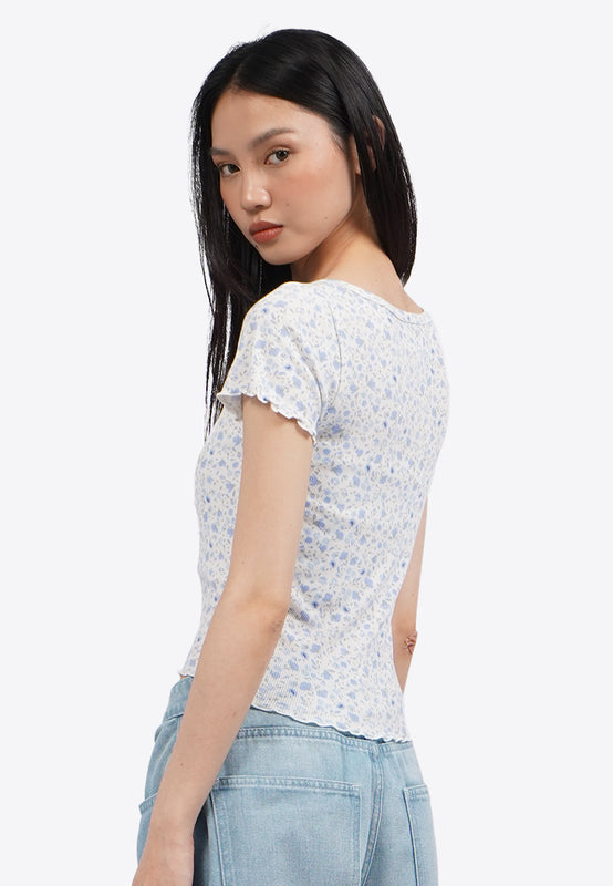 Floral Button Up Short Sleeve Top