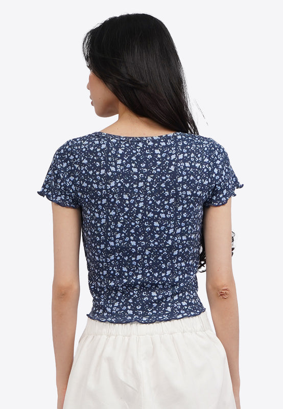 Floral Button Up Short Sleeve Top