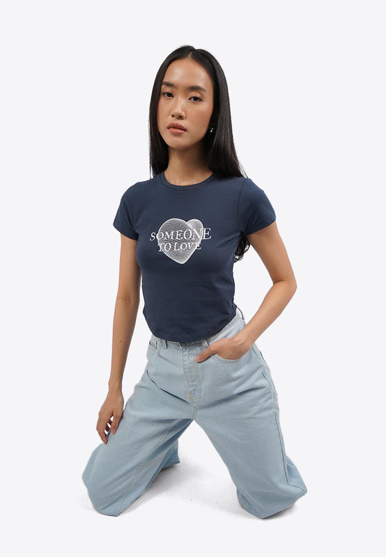 Round Hem Fitted Graphic Tee