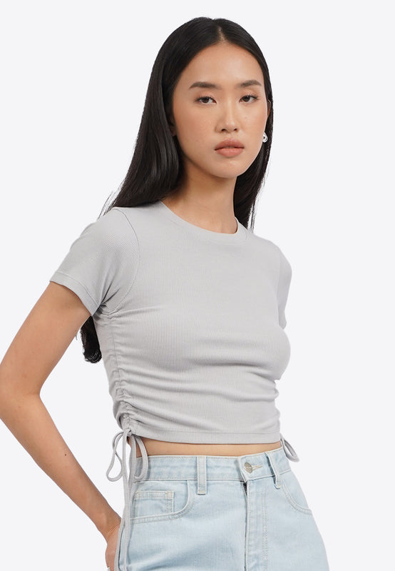 Short Sleeve Crop Top with Side Tie