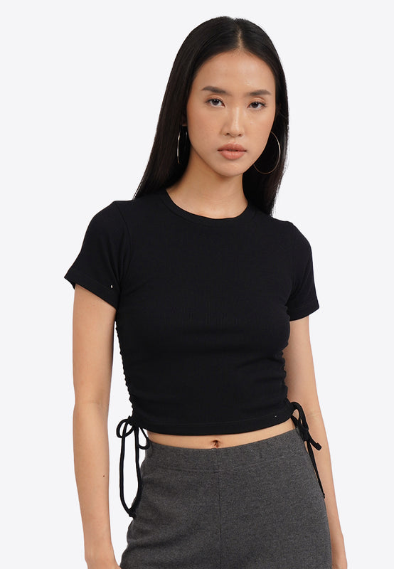 Short Sleeve Crop Top with Side Tie