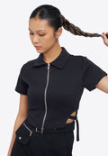Short Sleeve Top with Buckled Side