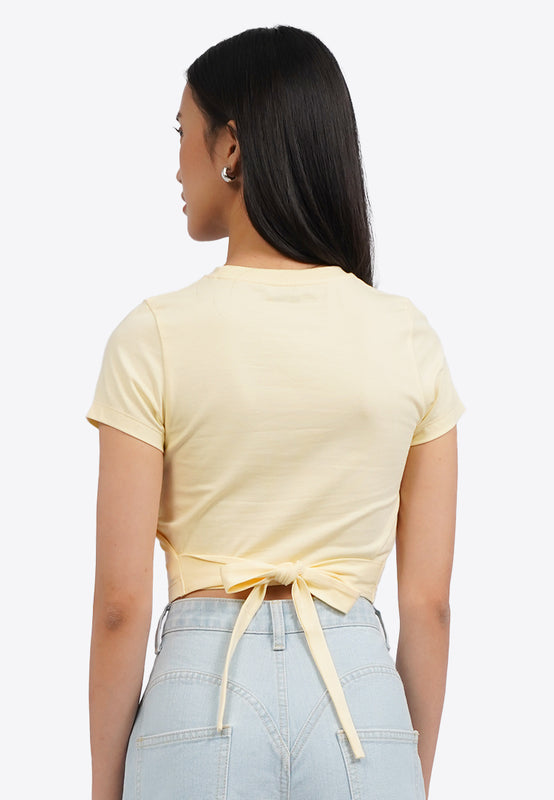 Back Tie Short Sleeve Graphic T-Shirt