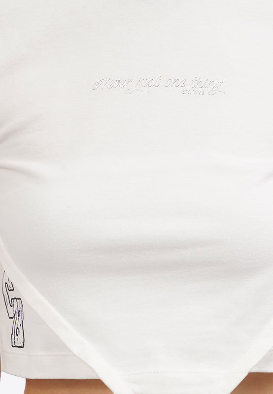 Contrast Neck Short Sleeve Crop T-Shirt