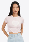 Contrast Neck Short Sleeve Crop T-Shirt