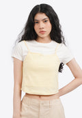 Double Layer Short Sleeve Crop Top