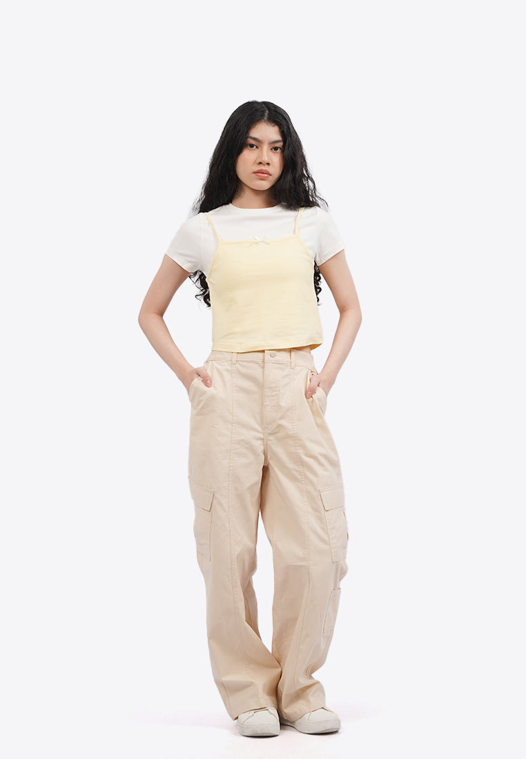 Double Layer Short Sleeve Crop Top