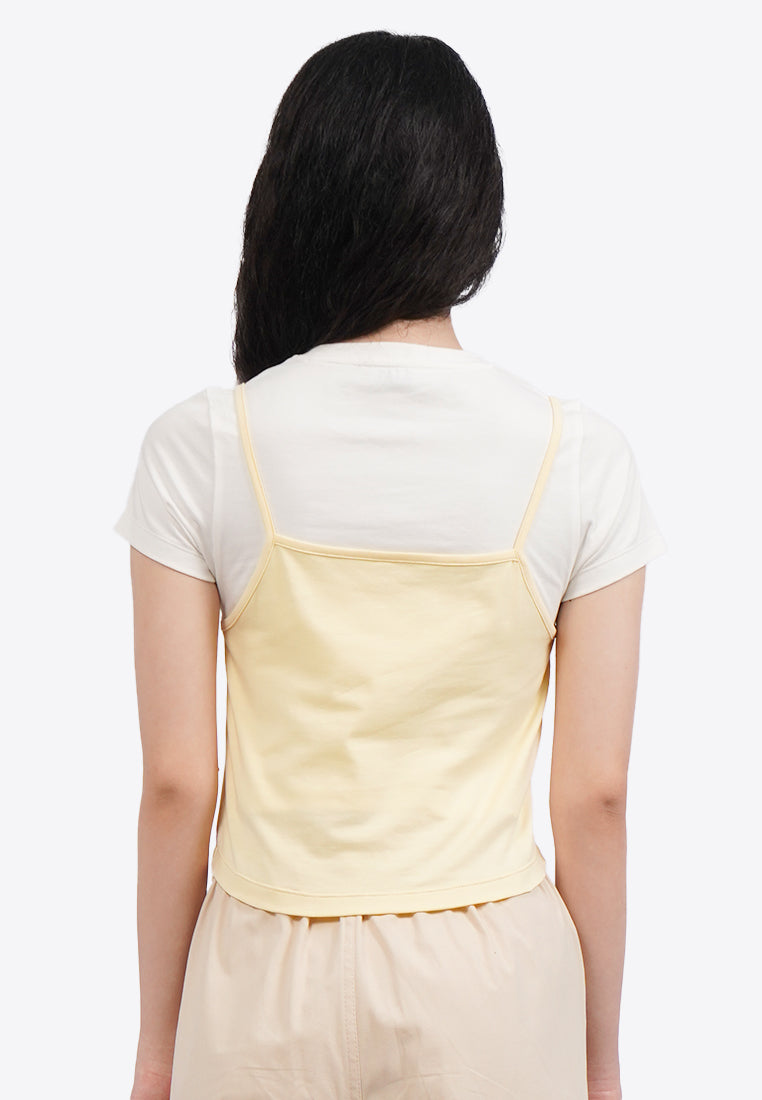Double Layer Short Sleeve Crop Top