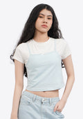 Double Layer Short Sleeve Crop Top