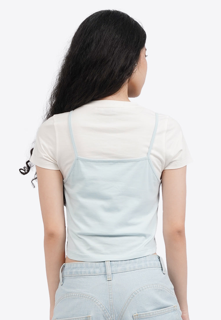 Double Layer Short Sleeve Crop Top