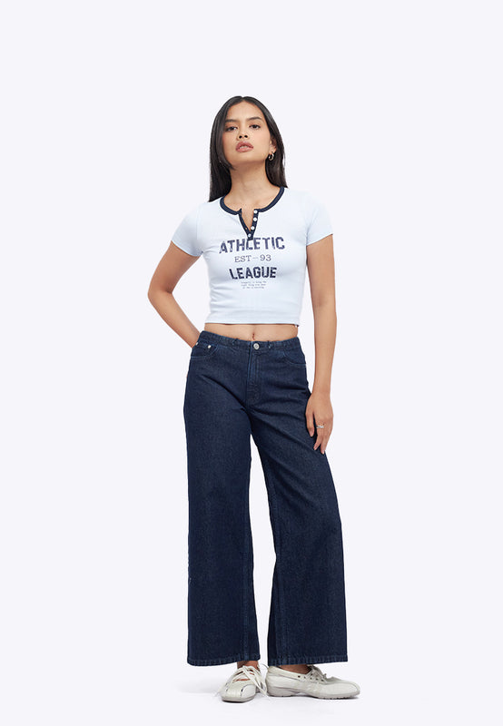 Contrast Details Fitted Crop Top