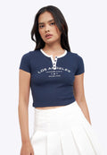 Contrast Details Fitted Crop Top
