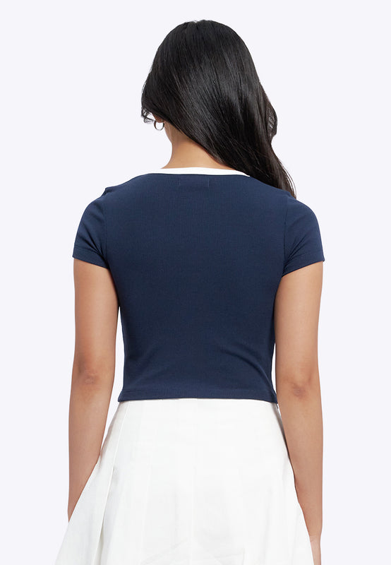 Contrast Details Fitted Crop Top