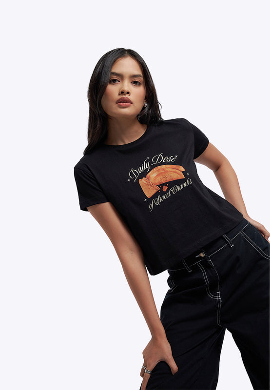 Short Sleeve Graphic Crop T-Shirt