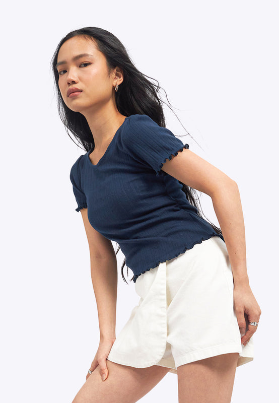 Short Sleeve Pointelle Top