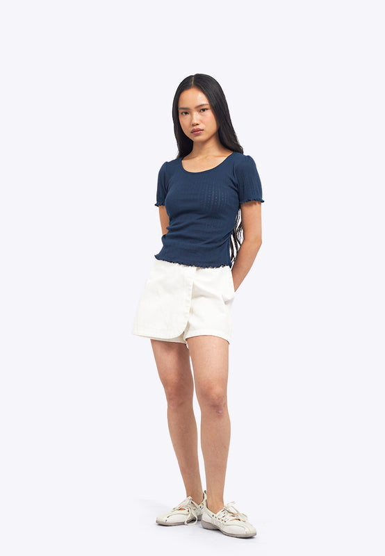 Short Sleeve Pointelle Top