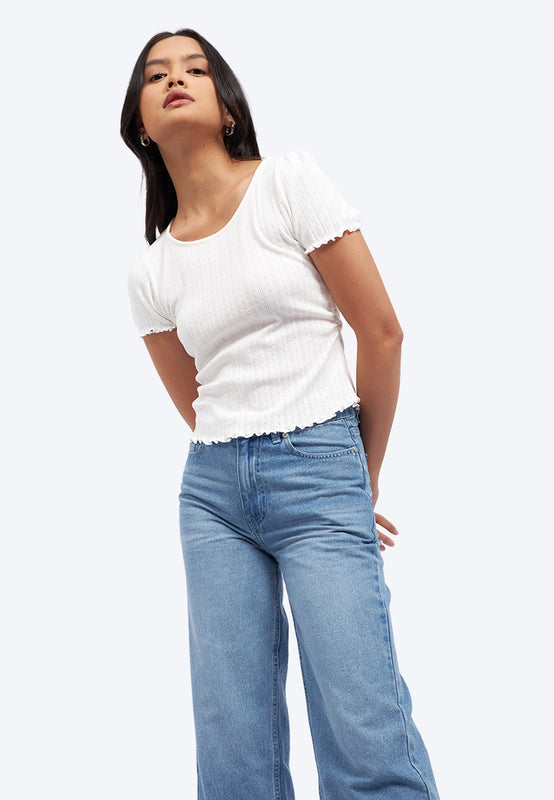 Short Sleeve Pointelle Top