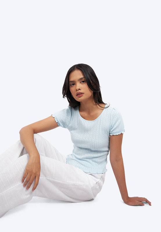 Short Sleeve Pointelle Top