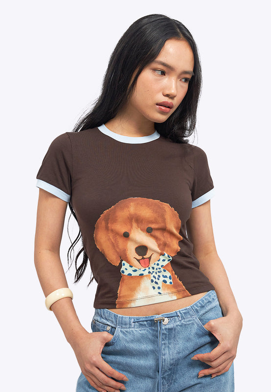 Contrast Rib Graphic T-Shirt