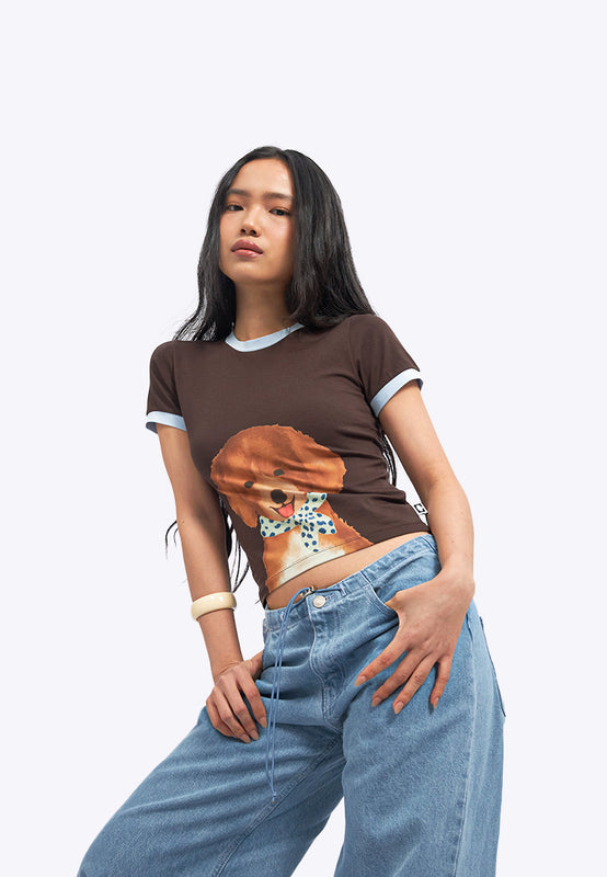 Contrast Rib Graphic T-Shirt