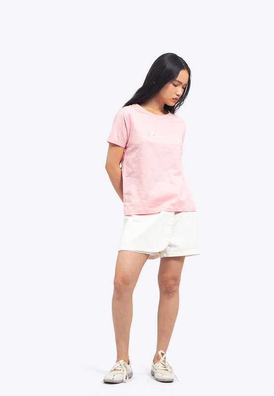 Roll Up Sleeves T-Shirt with Ribbon