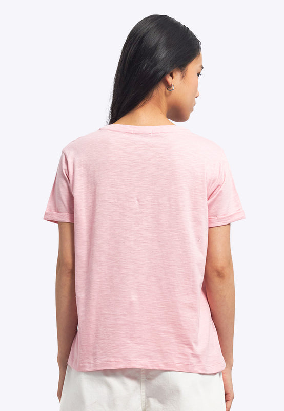 Roll Up Sleeves T-Shirt with Ribbon