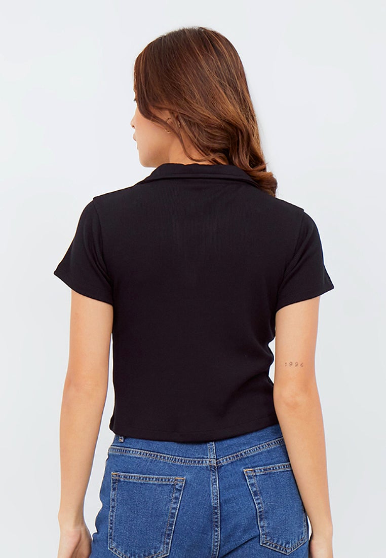 Fitted Crop Polo Shirt