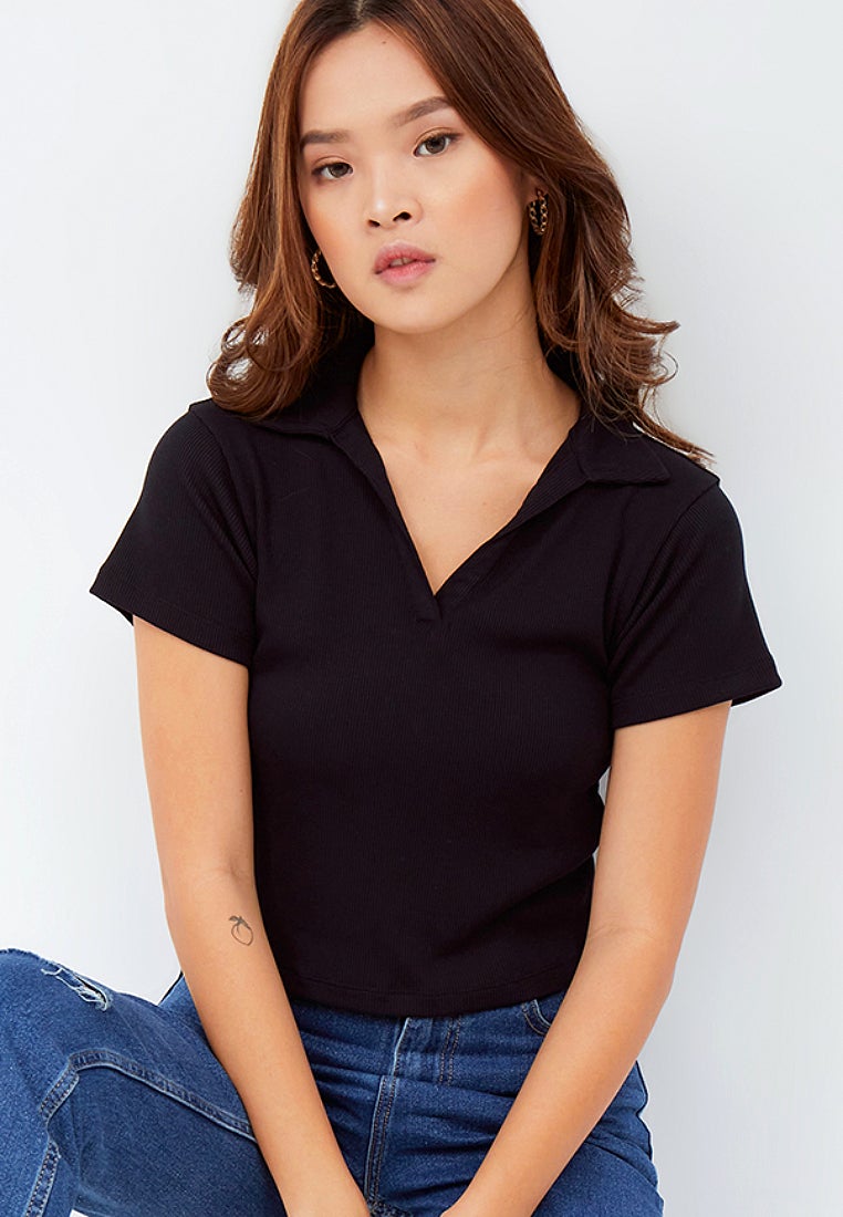 Fitted Crop Polo Shirt