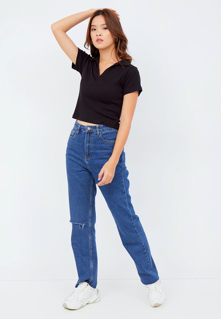 Fitted Crop Polo Shirt