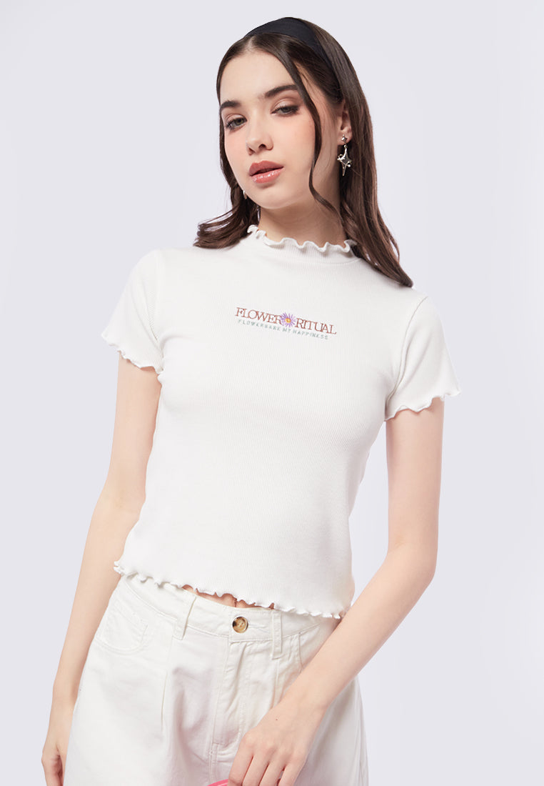 Lettuce Hem Embroidered Top