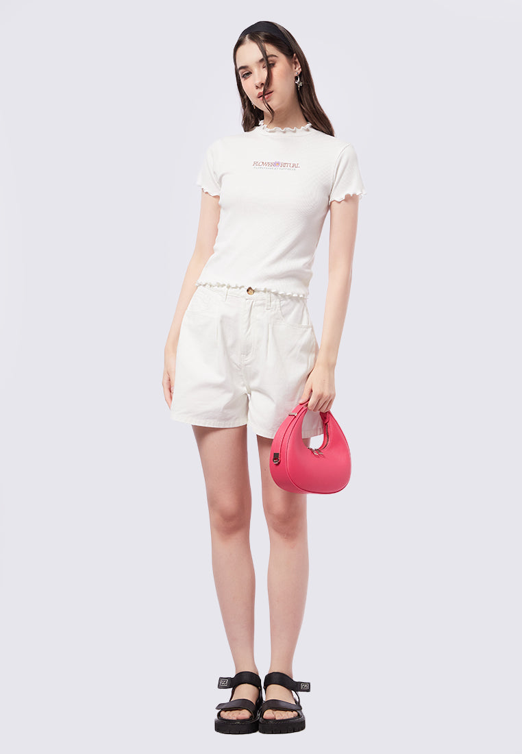Lettuce Hem Embroidered Top