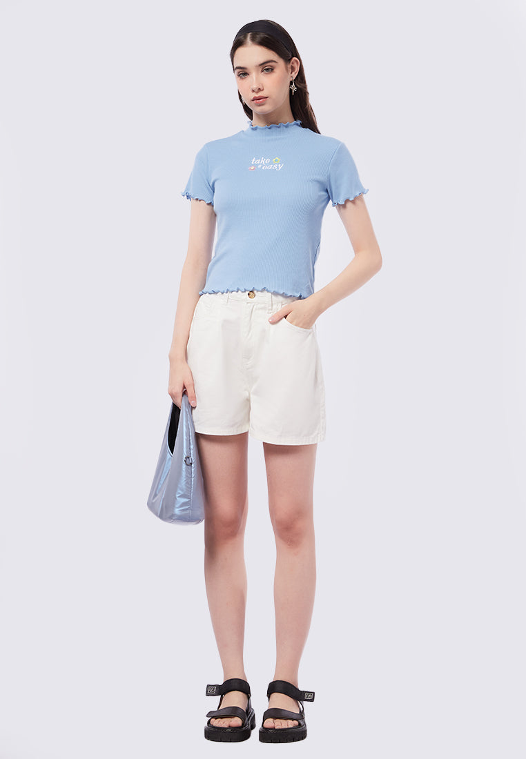 Lettuce Hem Embroidered Top