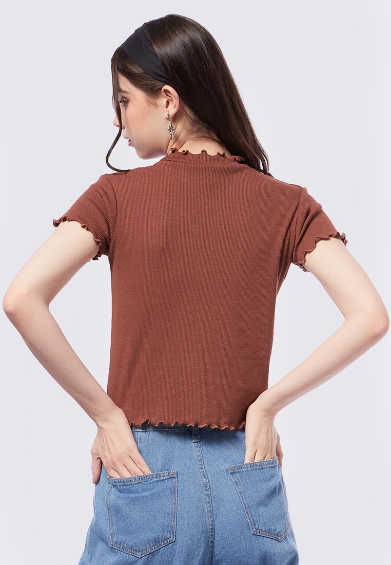 Lettuce Hem Embroidered Top