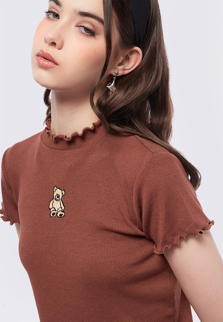Lettuce Hem Embroidered Top