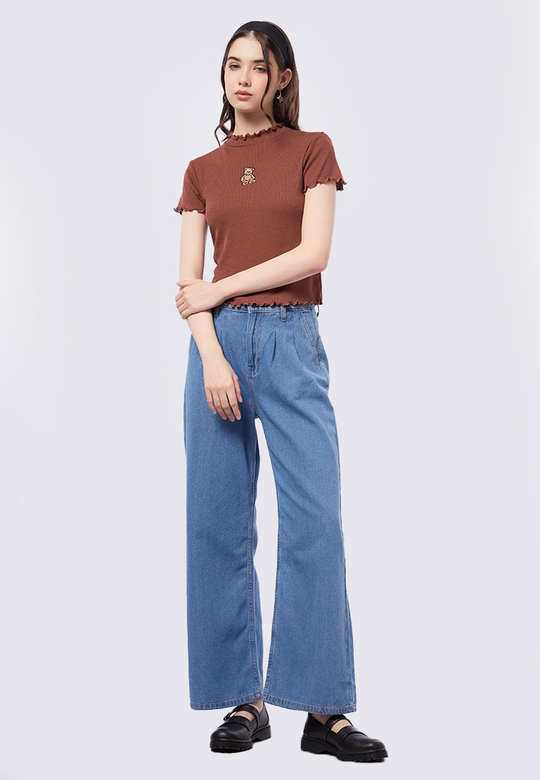 Lettuce Hem Embroidered Top