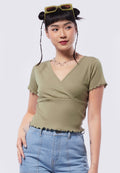 Short Sleeve Wrap Crop Top