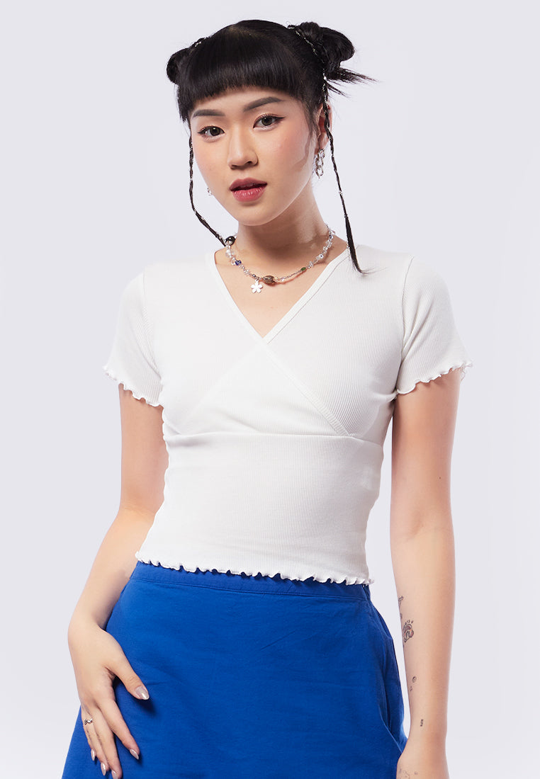 Short Sleeve Wrap Crop Top