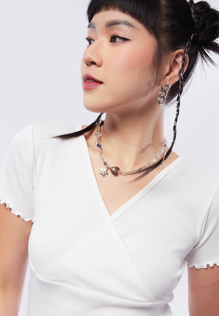 Short Sleeve Wrap Crop Top