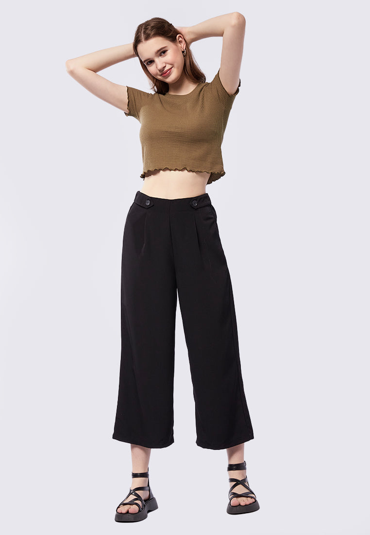 Textured Short Sleeve Crop T-Shirt