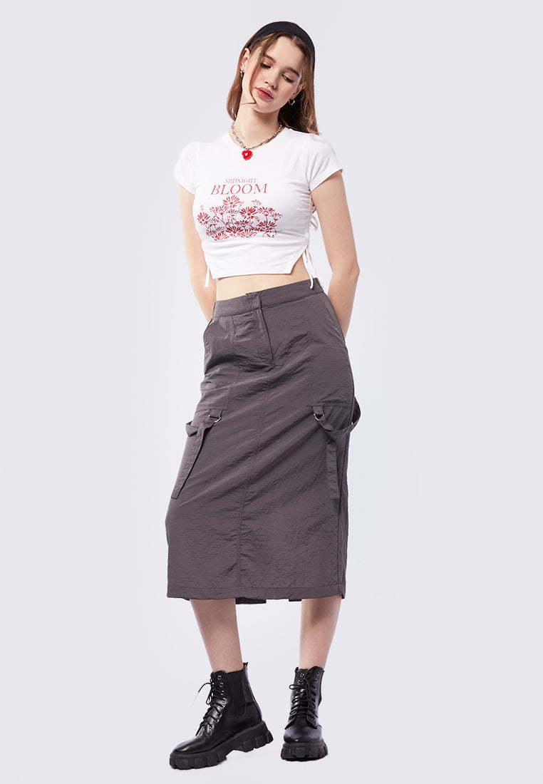 Side Slit Drawstring Graphic T-Shirt