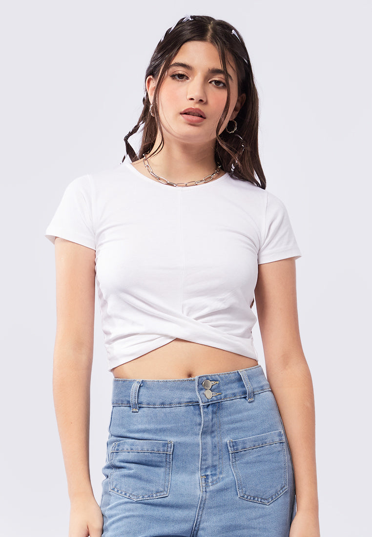 Short Sleeve Top with Twist Front