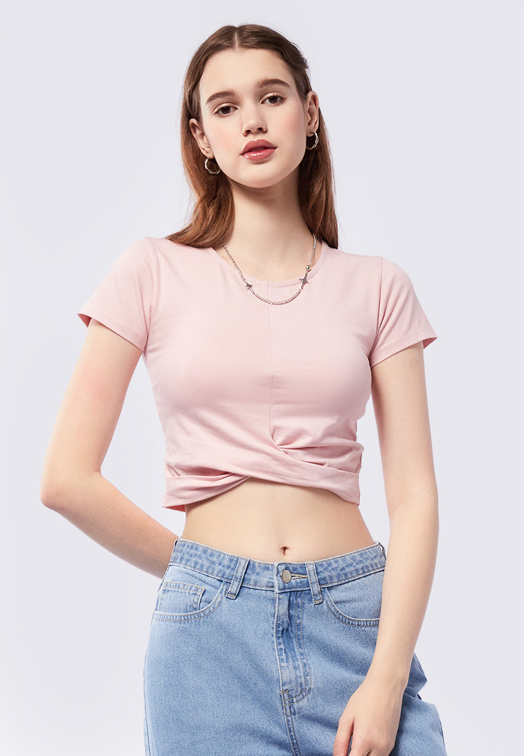 Short Sleeve Top with Twist Front