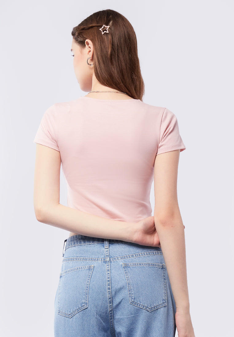 Short Sleeve Top with Twist Front