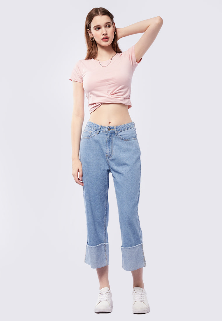 Short Sleeve Top with Twist Front