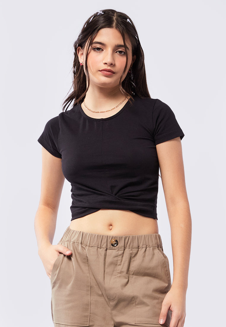 Short Sleeve Top with Twist Front