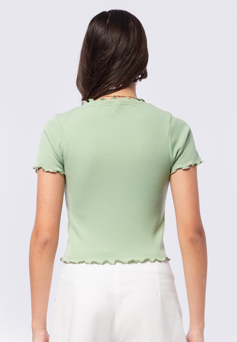 Ruffled Short Sleeve Crop Top