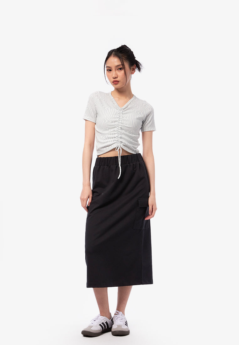 Front Ruched Printed T-Shirt