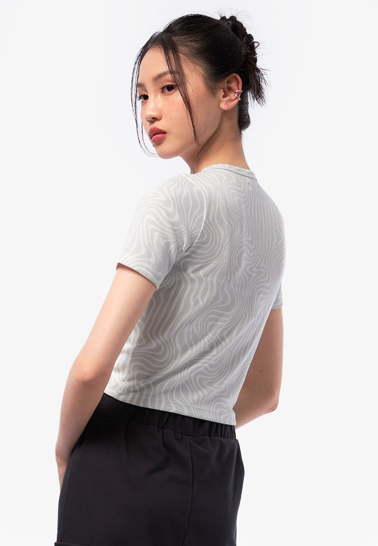 Front Ruched Printed T-Shirt
