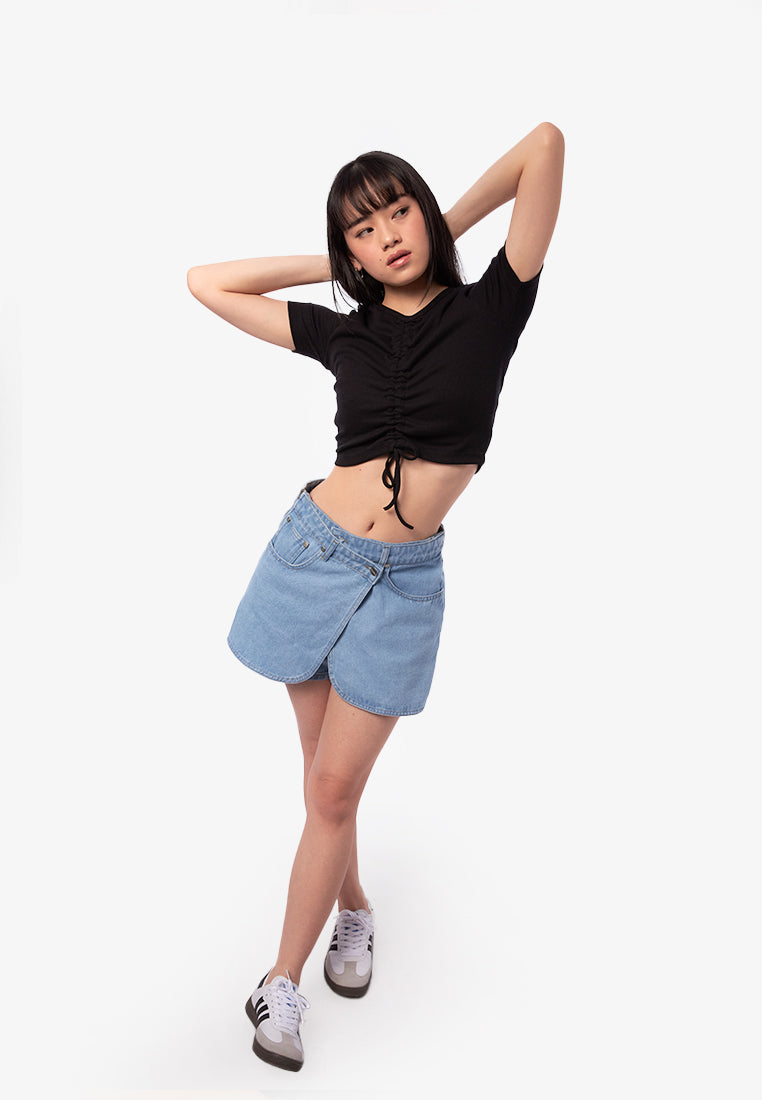 Front Ruched Printed T-Shirt